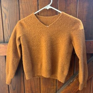 V-Neck Cozy Knit Sweater in Rust